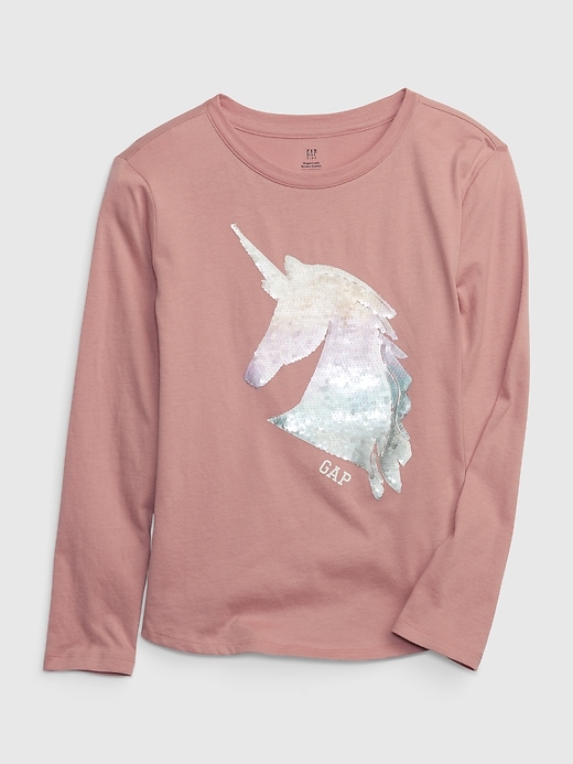 1 of 8 showing, with the color ANTIQUE PINK of product Kids 100% Organic Cotton Interactive Graphic T-Shirt
