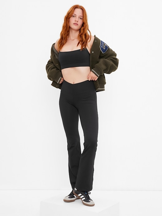 1 of 8 showing, with the color true black of product GapFit Brushed Jersey Flare Pants