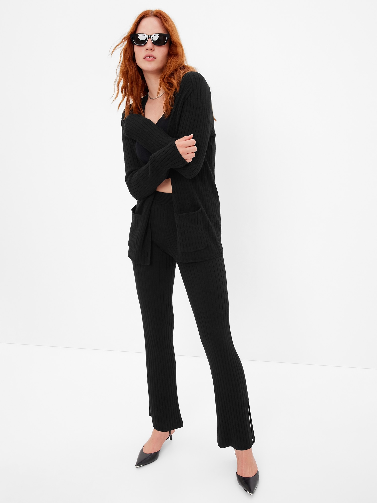 Merino Wool Blend Rib Cardigan Gap