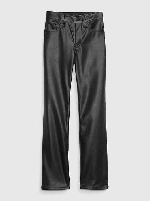 1 of 8 showing, with the color black of product Kids High Rise Vegan Leather '90s Loose Pants