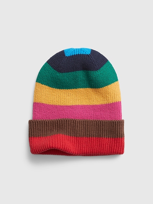 View large product image 1 of 1. Organic Cotton Happy Stripe Beanie