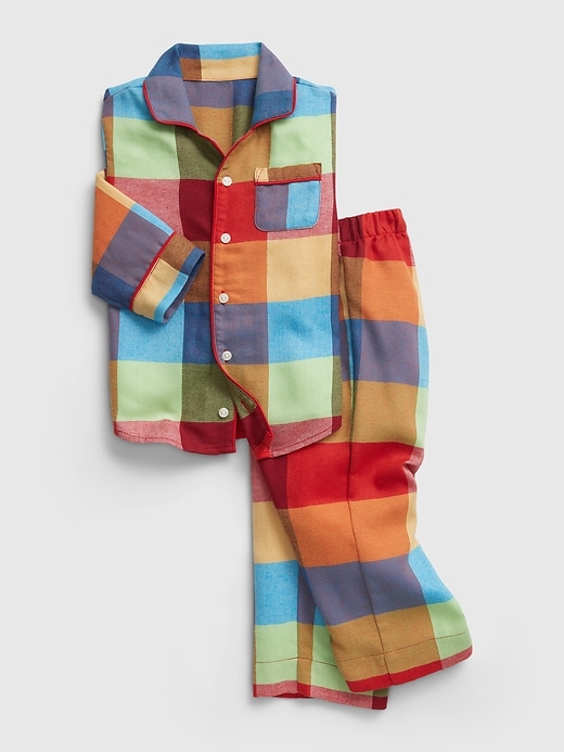 1 of 8 showing, with the color happy plaid of product babyGap 100% Recycled Happy Plaid PJ Set