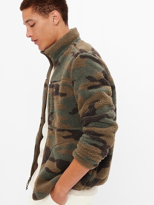 Image number 3 showing, Camo Full-Zip Sherpa Jacket
