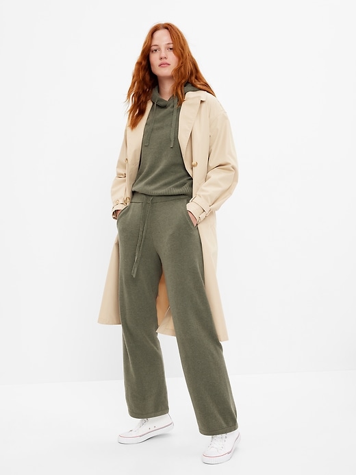 1 of 8 showing, with the color OLIVE HEATHER B0611 of product CashSoft Straight Sweater Pants