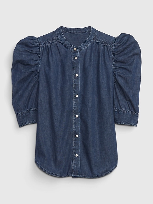Image number 6 showing, Puff Sleeve Denim Shirt with Washwell