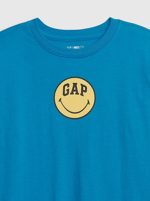2 of 8 showing, with the color TIDAL WAVE of product Gap × SmileyWorld® Kids 100% Organic Cotton Graphic T-Shirt