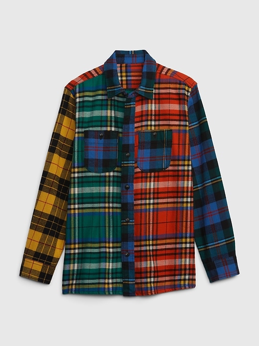 1 of 8 showing, with the color multi plaid of product Kids Organic Cotton Flannel Shirt