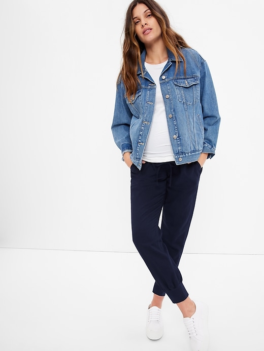 1 of 8 showing, with the color navy uniform of product Maternity Full Panel Ribbed Joggers