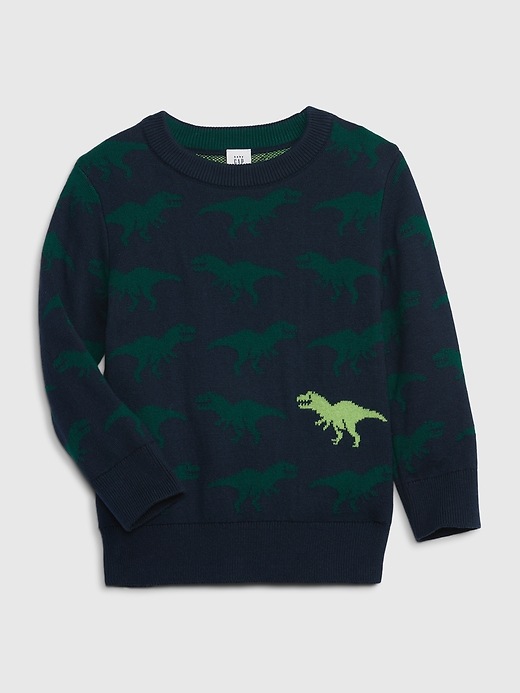 1 of 8 showing, with the color GREEN DINO of product Toddler Graphic Sweater