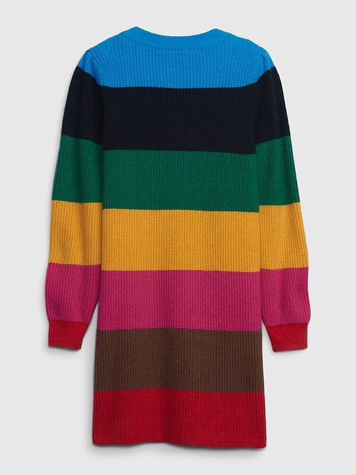 2 of 8 showing, with the color SP HAPPY STRIPE 2022 of product Kids Happy Stripe Sweater Dress