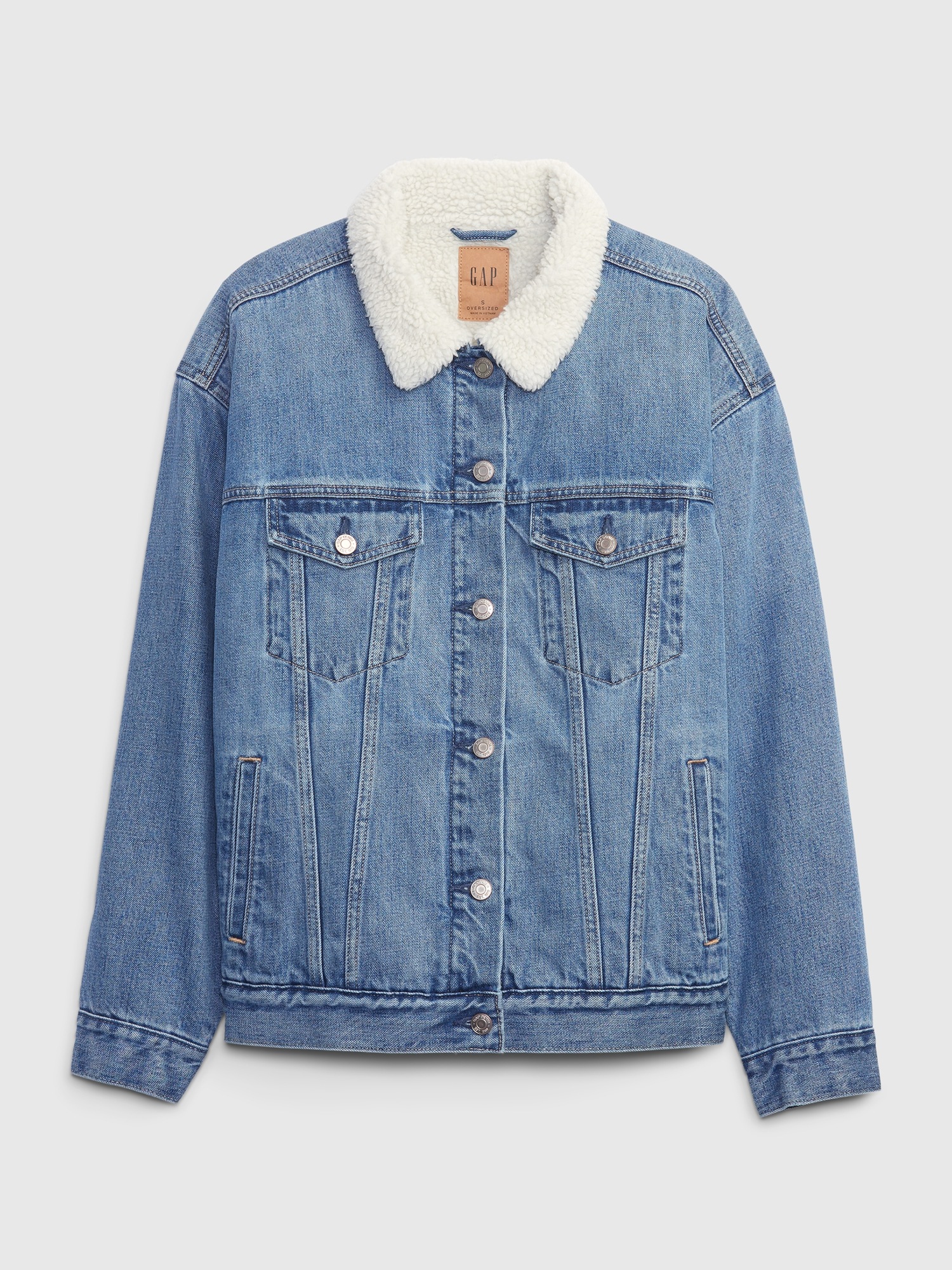 Oversized Icon Denim Sherpa Jacket with Washwell | Gap