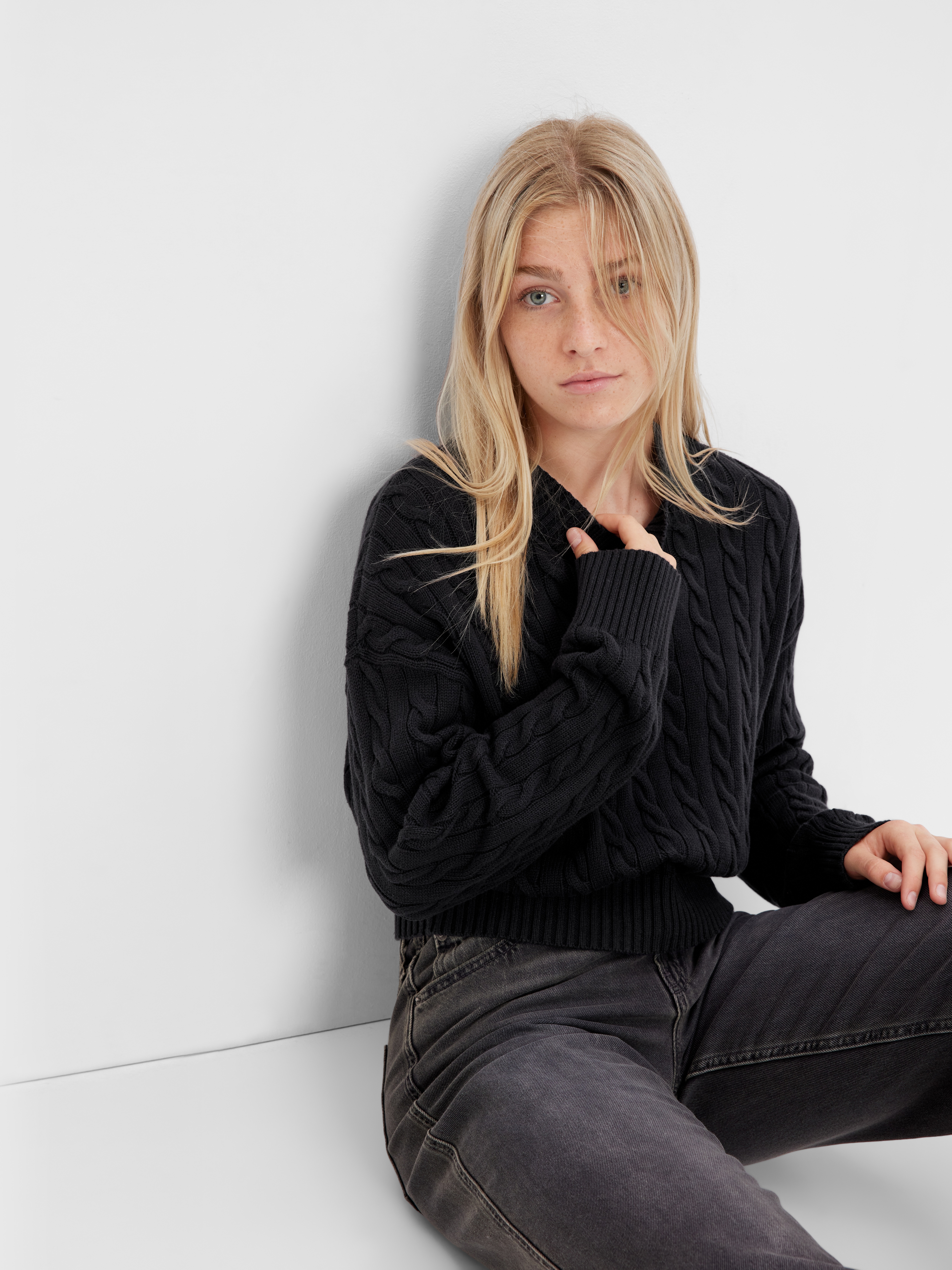 Teen 100 Organic Cotton CableKnit Sweater Gap