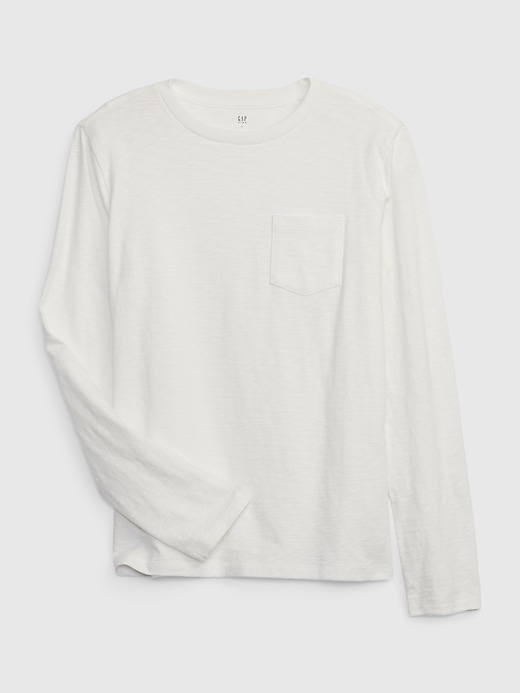 1 of 8 showing, with the color new off white of product Kids Organic Cotton Pocket T-Shirt