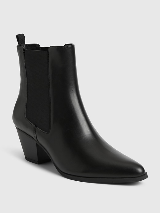 1 of 8 showing, with the color true black of product Heeled Chelsea Boots