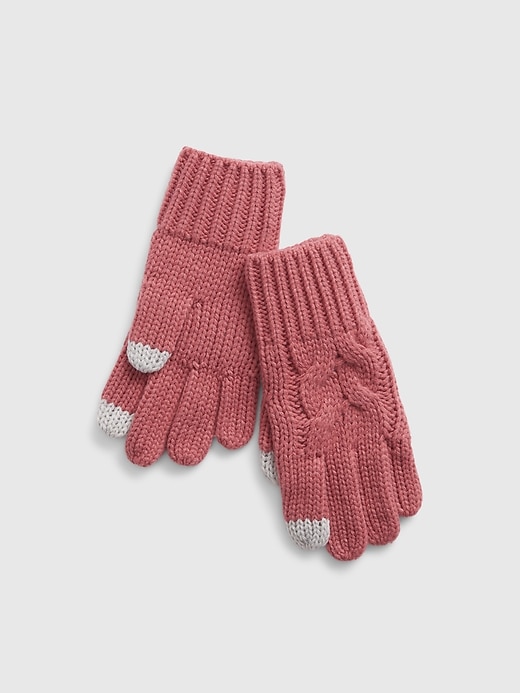 1 of 8 showing, with the color DECO ROSE 852 of product Kids Cable-Knit Touchscreen Gloves