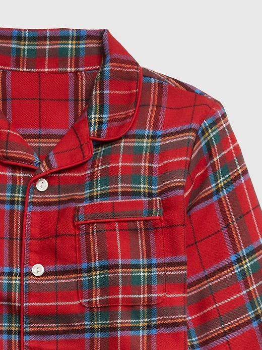 2 of 8 showing, with the color red plaid of product Kids 100% Recycled Plaid PJ Set