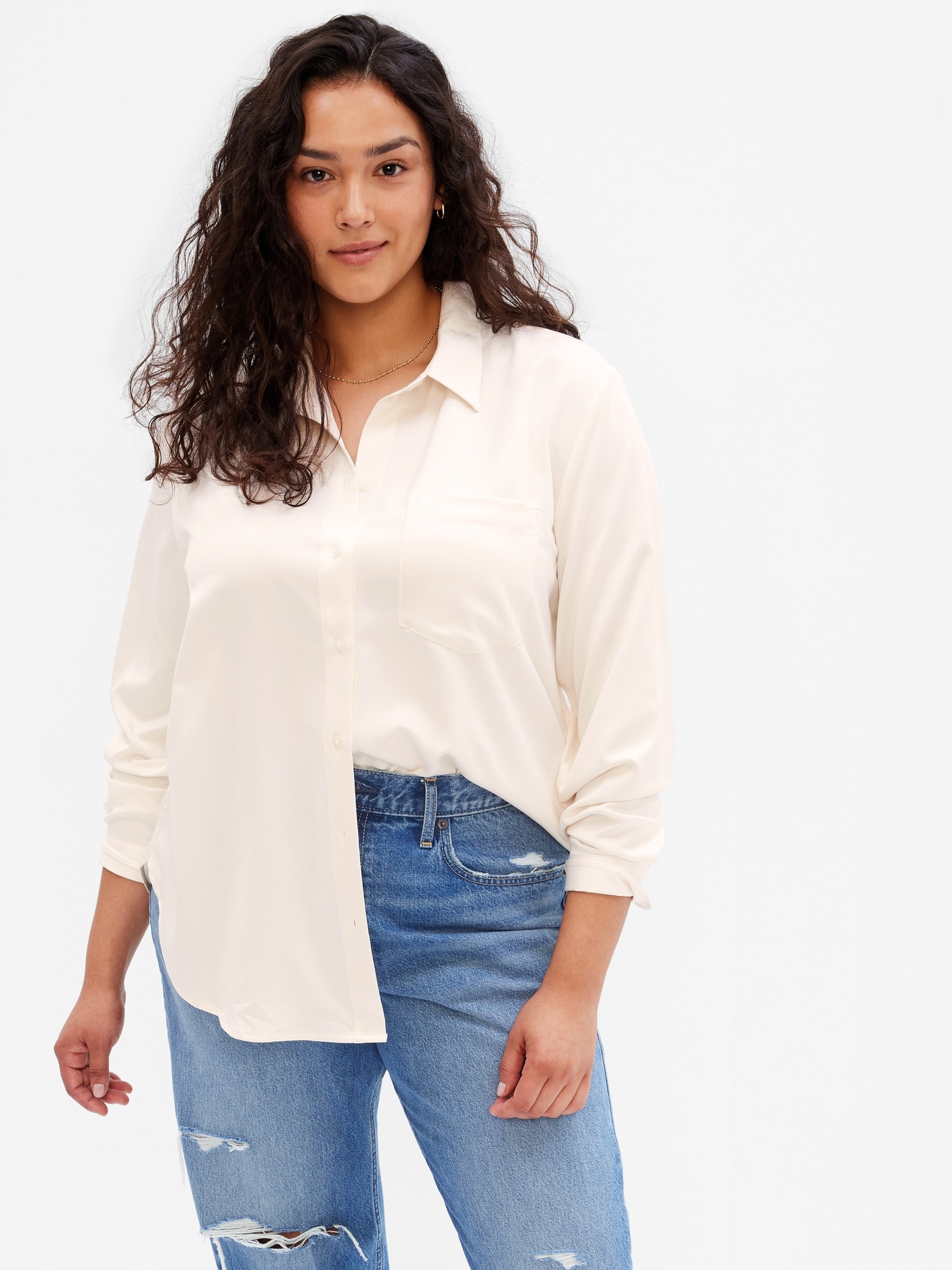 Satin Boyfriend Shirt main image 0