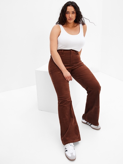 Image number 8 showing, High Rise Corduroy '70s Flare Jeans with Washwell