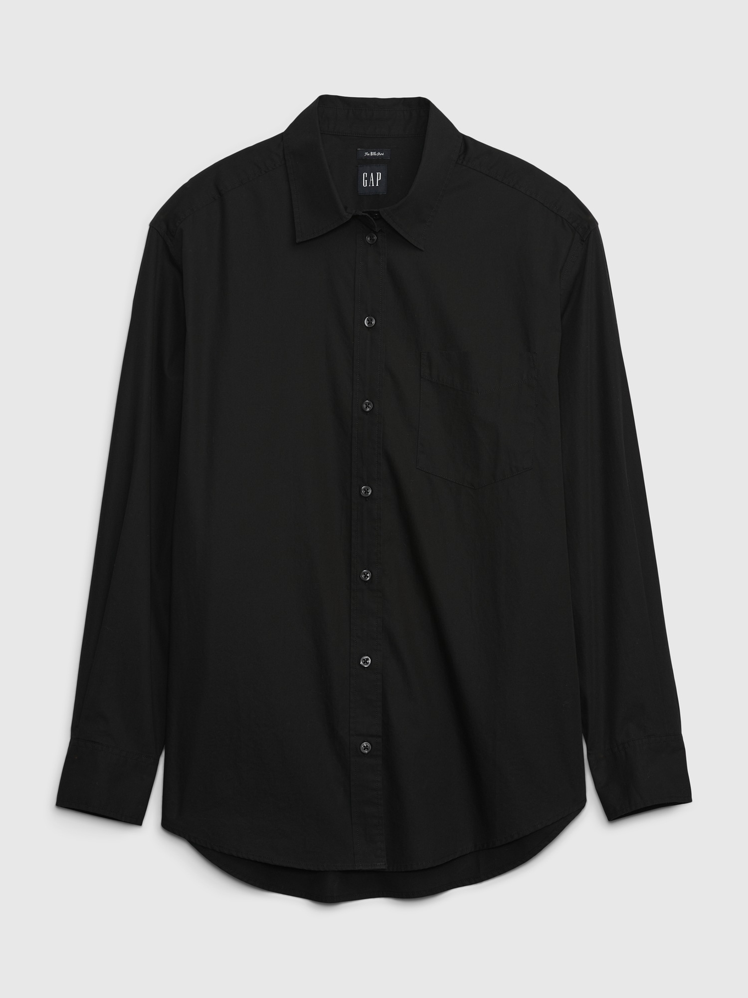 Женская рубашка Gap Organic Cotton Poplin Big, цвет: Чёрный — фото 4