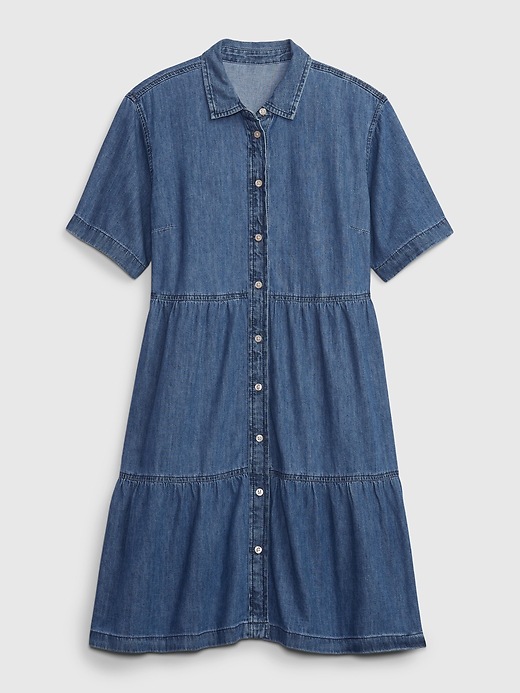 Image number 4 showing, Denim Tiered Mini Dress with Washwell