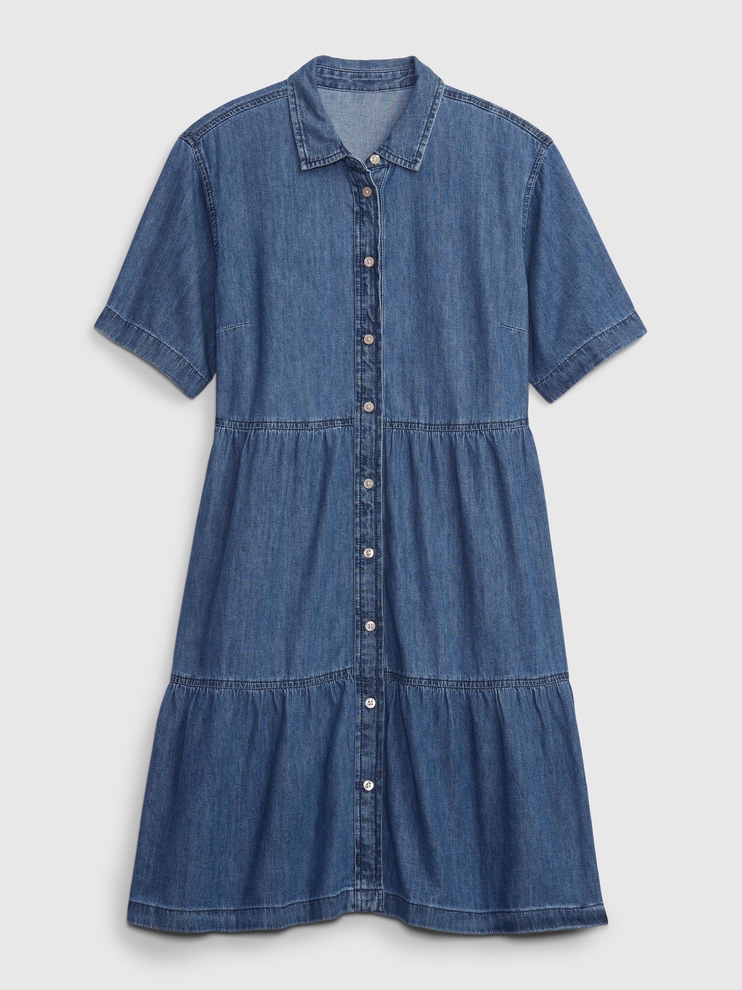 Denim Tiered Mini Dress with Washwell | Gap