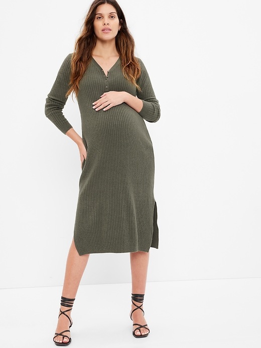 Maternity Henley Midi Sweater Dress