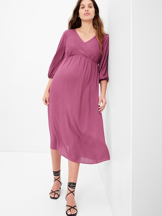 View large product image 1 of 1. Maternity Wrap Midi Dress