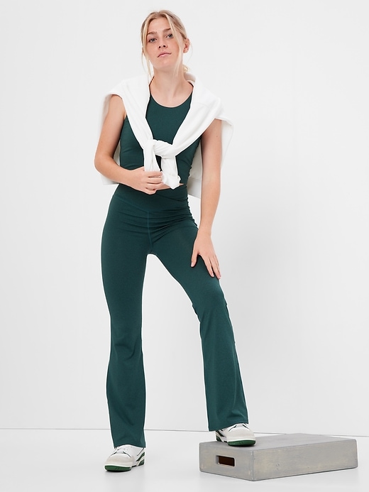 1 of 8 showing, with the color green of product GapFit Teen Crossover Flare Leggings