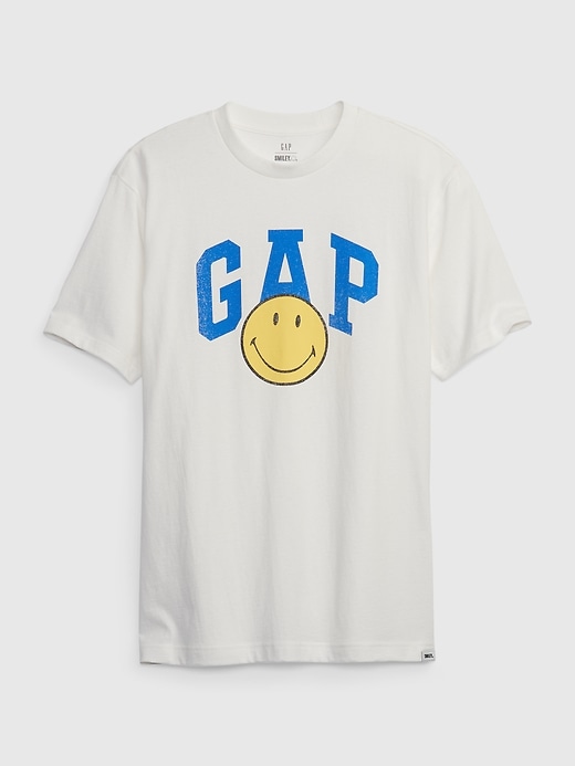 1 of 8 showing, with the color new off white of product Gap × Smiley® Graphic T-Shirt