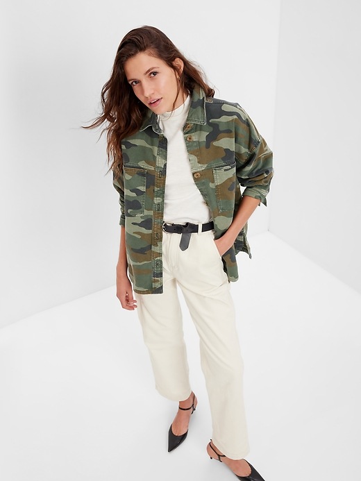 Image number 8 showing, Oversized Khaki Shirt Jacket with Washwell