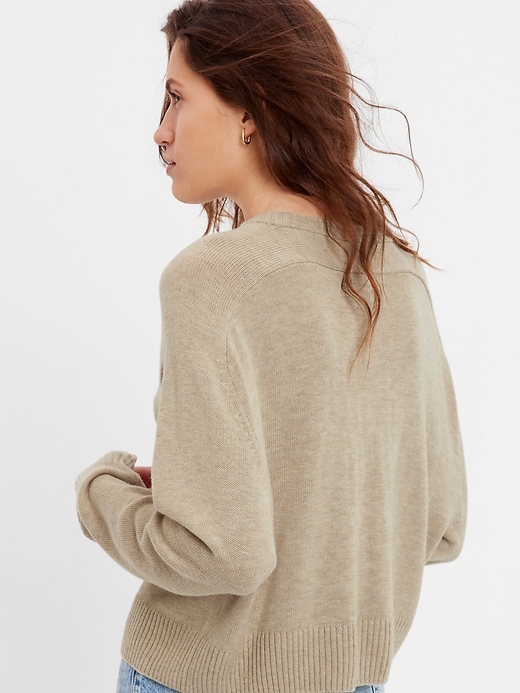 Image number 2 showing, Wool-Blend Cropped Crewneck Sweater