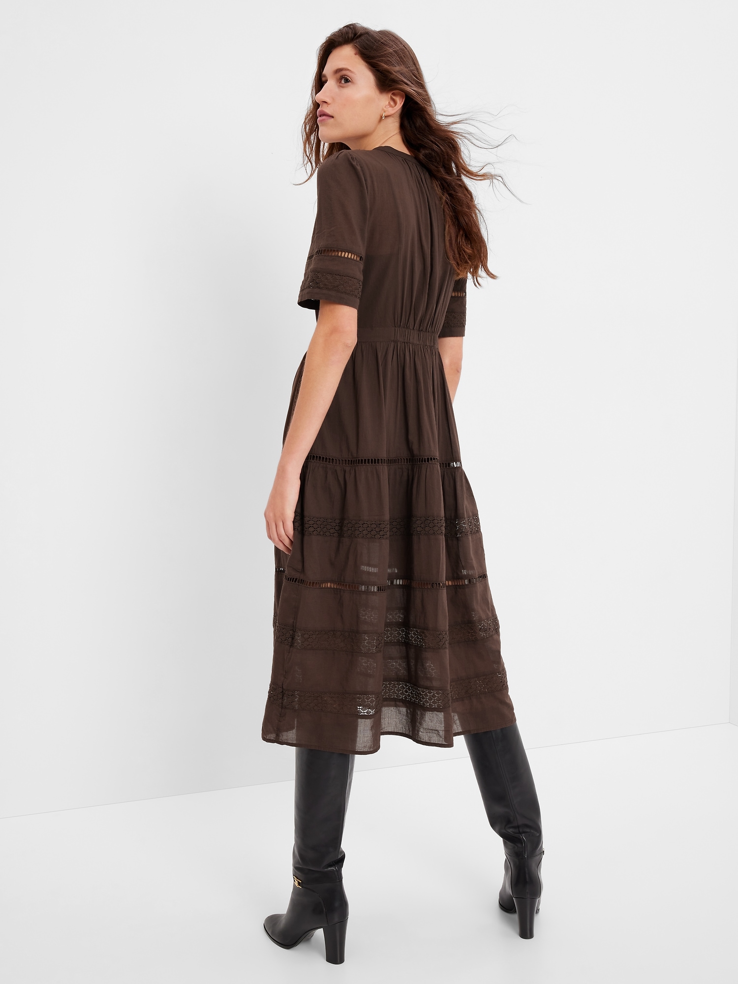 Lace ButtonFront Midi Dress Gap