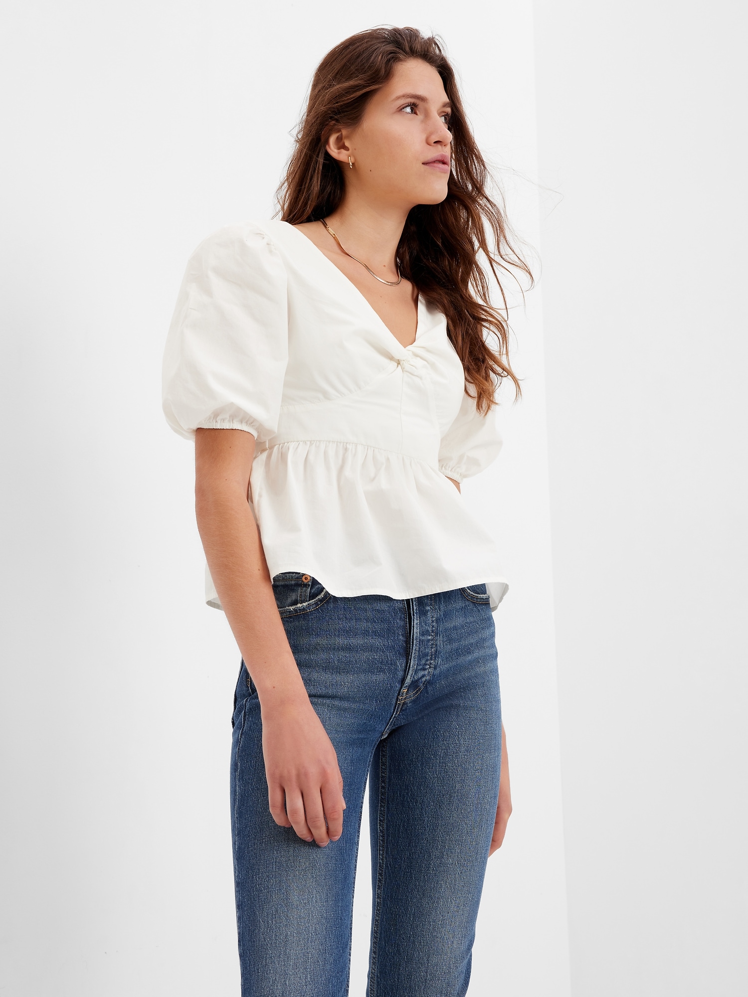 Twist-Front Peplum Top | Gap