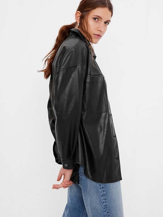 Image number 3 showing, Vegan Leather Shirt Jacket