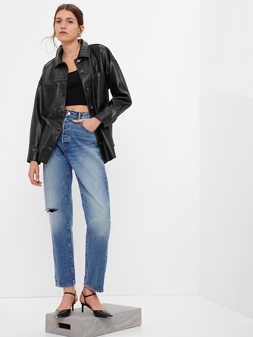 Image number 1 showing, Vegan Leather Shirt Jacket