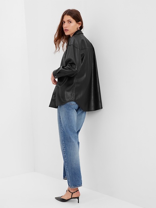 Image number 2 showing, Vegan Leather Shirt Jacket