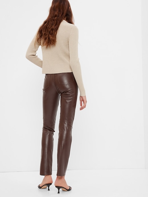 Image number 2 showing, High Rise Vegan Leather Vintage Slim Pants
