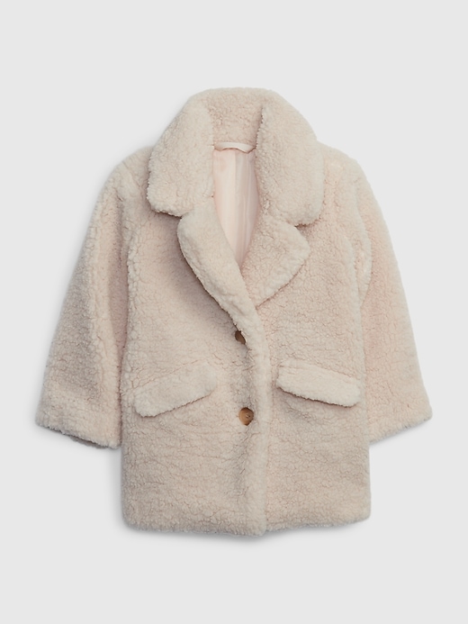 1 of 8 showing, with the color oyster beige of product Toddler Sherpa Coat