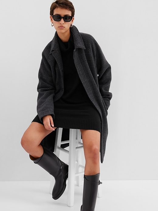 1 of 8 showing, with the color BLACK of product CashSoft Turtleneck Mini Sweater Dress