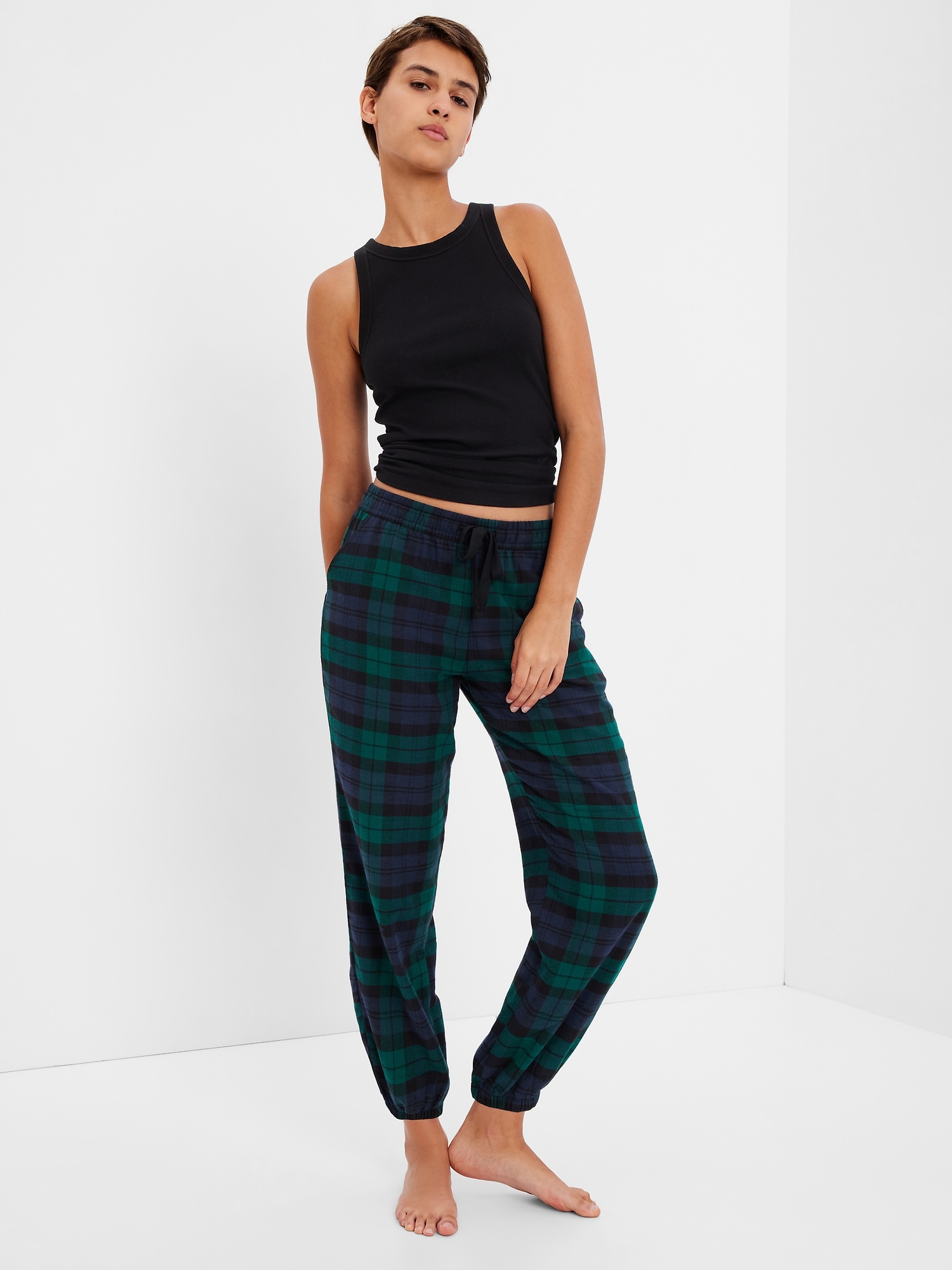 Gap Flannel Pj Joggers In Family Matching Blackwatch Plaid