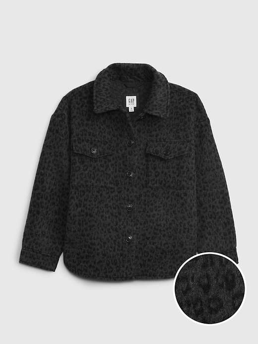 1 of 8 showing, with the color grey leopard of product Kids Leopard Shirt Jacket