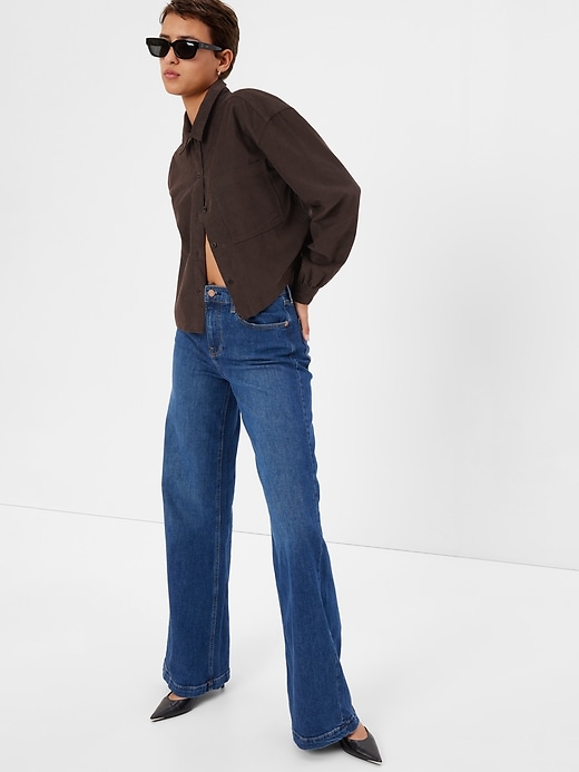 1 of 8 showing, with the color brown noir of product Cropped Corduroy Shirt