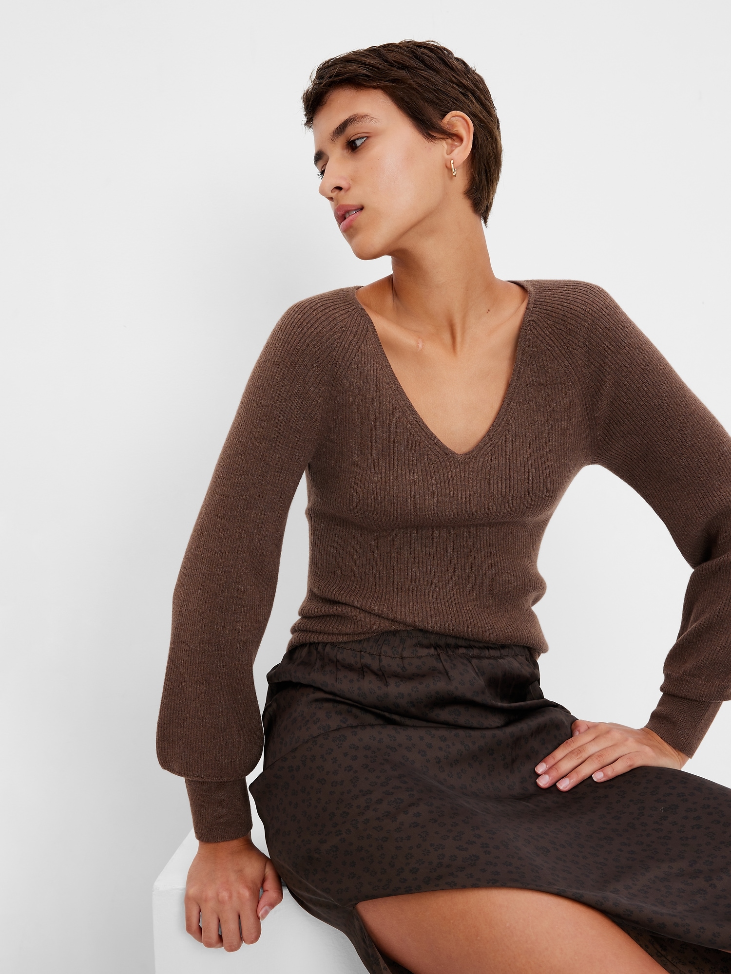 Wool Blend Rib Sweater Gap