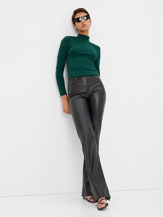 1 of 8 showing, with the color june bug green of product Modern Cropped Mockneck Top