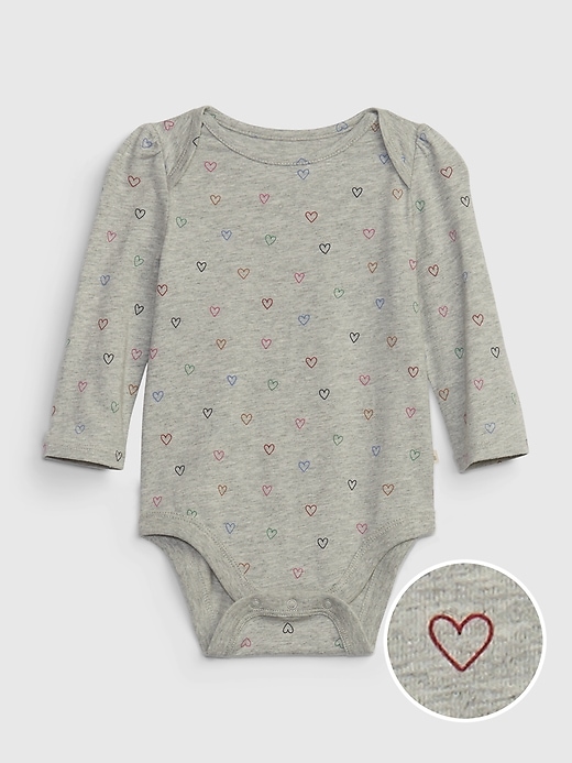 1 of 8 showing, with the color grey hearts of product Baby 100% Organic Cotton Mix and Match Printed Bodysuit