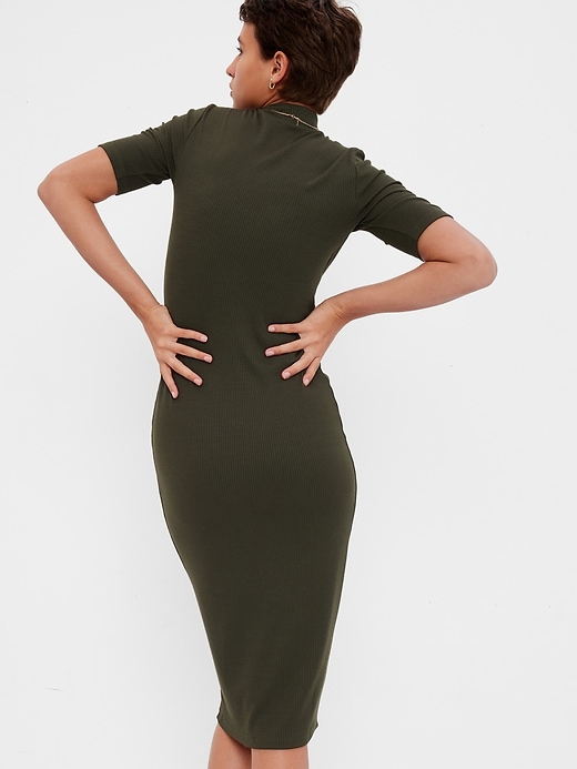 2 of 8 showing, with the color mistletoe green of product Mockneck Midi Dress