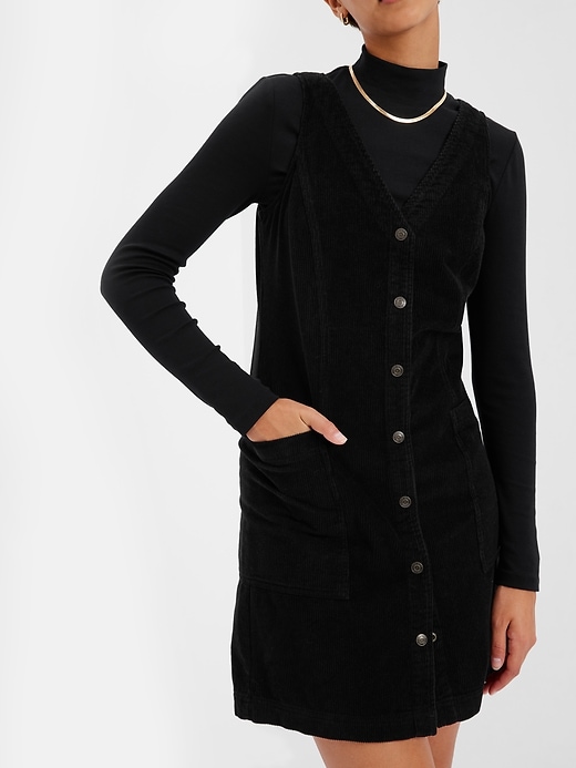 knee length dresses for ladies Ganni Seersucker Corduroy V-neck Mini Dress main image 1