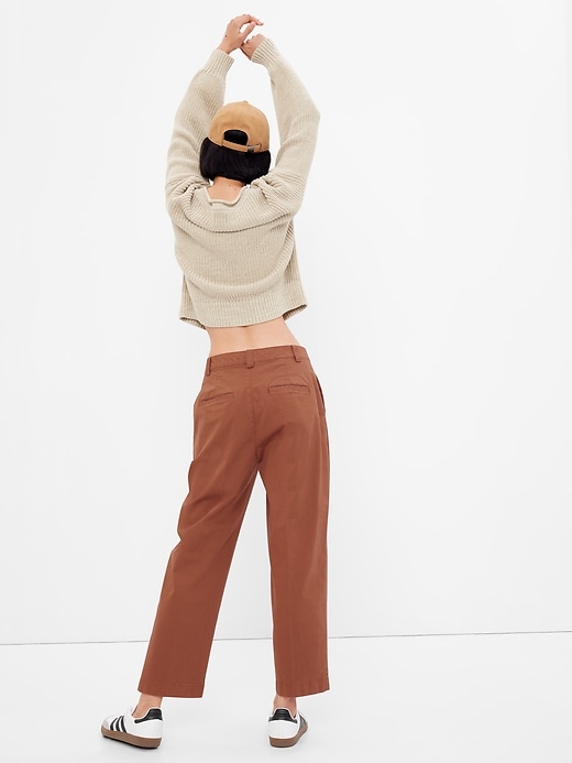 2 of 8 showing, with the color saddle brown of product Mid Rise Straight Up Khakis