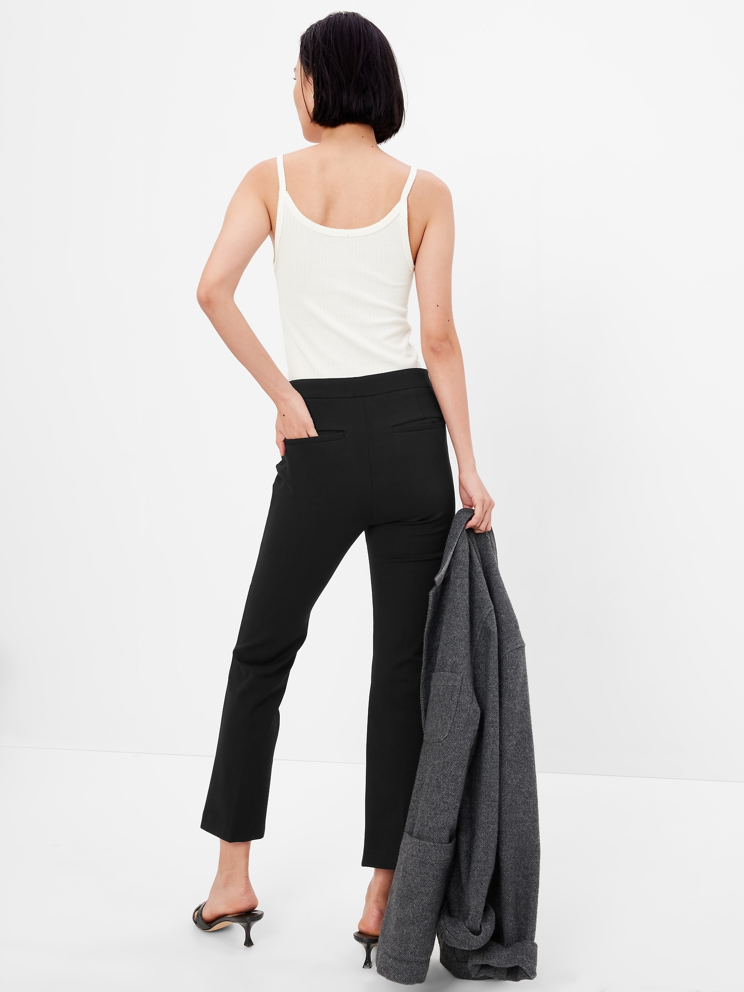 Mid Rise Flare Ponte Pants