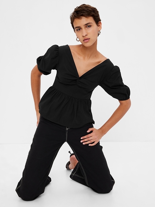 Image number 1 showing, Twist-Front Peplum Top